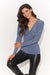 Chic V-Neck Blouse with Metal Plate Accent for Fashion-Forward Women