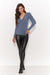 Chic V-Neck Blouse with Metal Plate Accent for Fashion-Forward Women