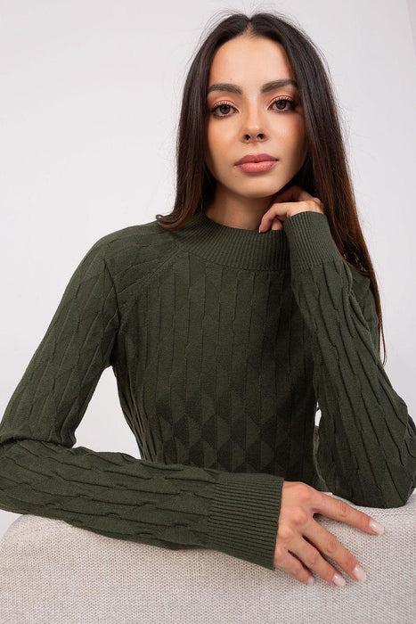 Variegated Textured Knit Jumper with Classic Round Neck