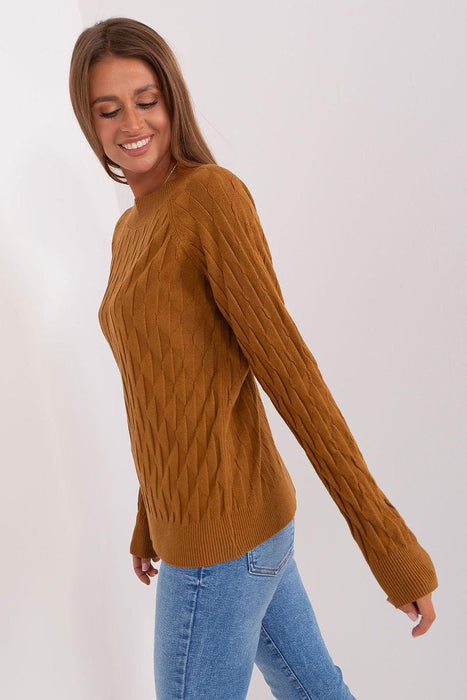 Variegated Textured Knit Jumper with Classic Round Neck