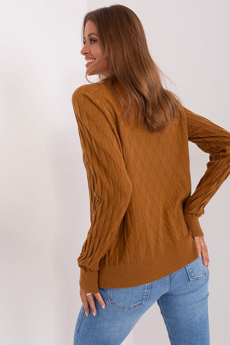 Variegated Textured Knit Jumper with Classic Round Neck