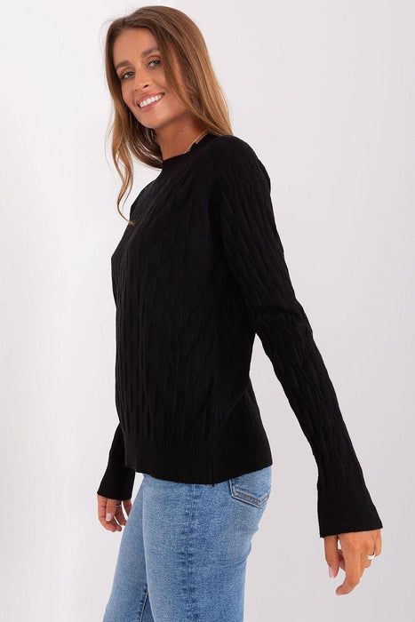 Variegated Textured Knit Jumper with Classic Round Neck