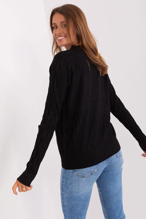 Variegated Textured Knit Jumper with Classic Round Neck