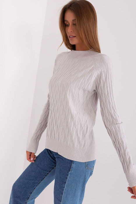 Variegated Textured Knit Jumper with Classic Round Neck