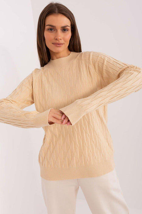 Variegated Textured Knit Jumper with Classic Round Neck