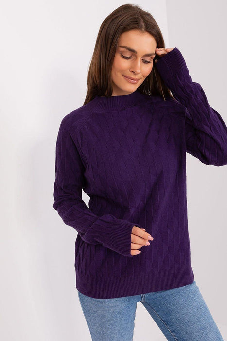 Variegated Textured Knit Jumper with Classic Round Neck