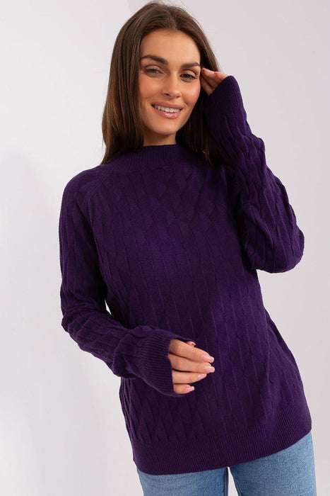 Variegated Textured Knit Jumper with Classic Round Neck