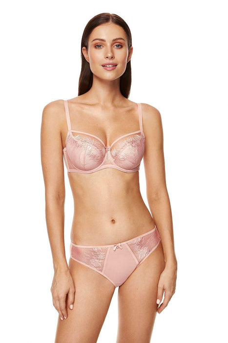 Pink Elegance Embroidered Feather Bra