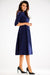 Sophisticated 3/4 Sleeve Boat Neck Flared Dress - Expertly Made in Poland