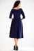 Sophisticated 3/4 Sleeve Boat Neck Flared Dress - Expertly Made in Poland