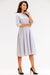 Sophisticated 3/4 Sleeve Boat Neck Flared Dress - Expertly Made in Poland