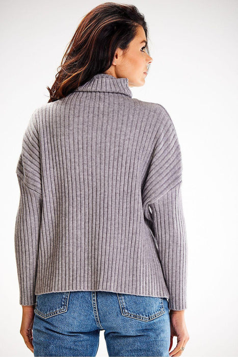 Elegant Ribbed Knit Turtleneck Jumper