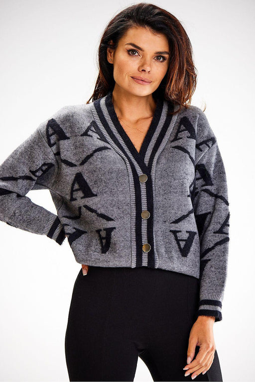 Stylish Two-Tone Knit Cardigan with Chic Button Closure