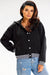 Chic Striped Ribbed Hooded Bomber Sweatshirt with Elegant White Snap Fasteners