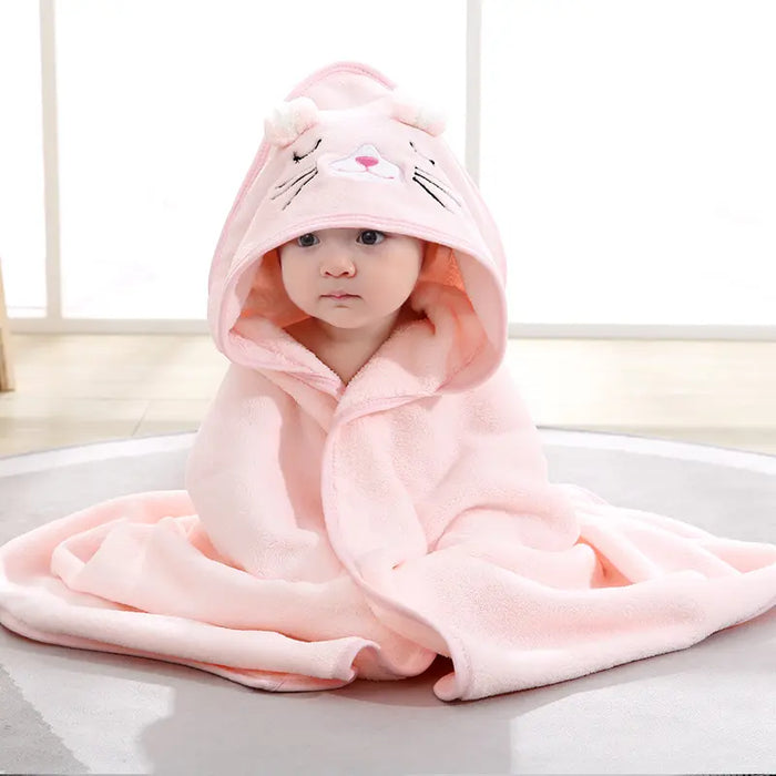 80x80 Cozy Cotton Fleece Newborn Wrap Blanket for Infants 0-12 Months - All-Season Absorbent Bath Towel in White, Pink, Blue, Gray