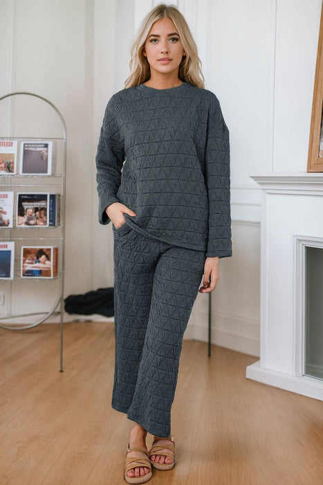 Quilted Charcoal Lounge Set: Chic Comfort for Every Occasion