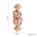 Natural Beech Wood Baby Rattle and Hand Bells - Montessori Educational Toys for Newborns