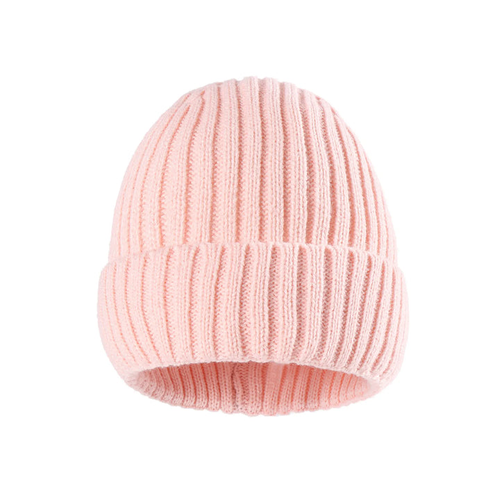 Cozy Solid Color Thick Striped Family Woolen Hats for Parents and Kids