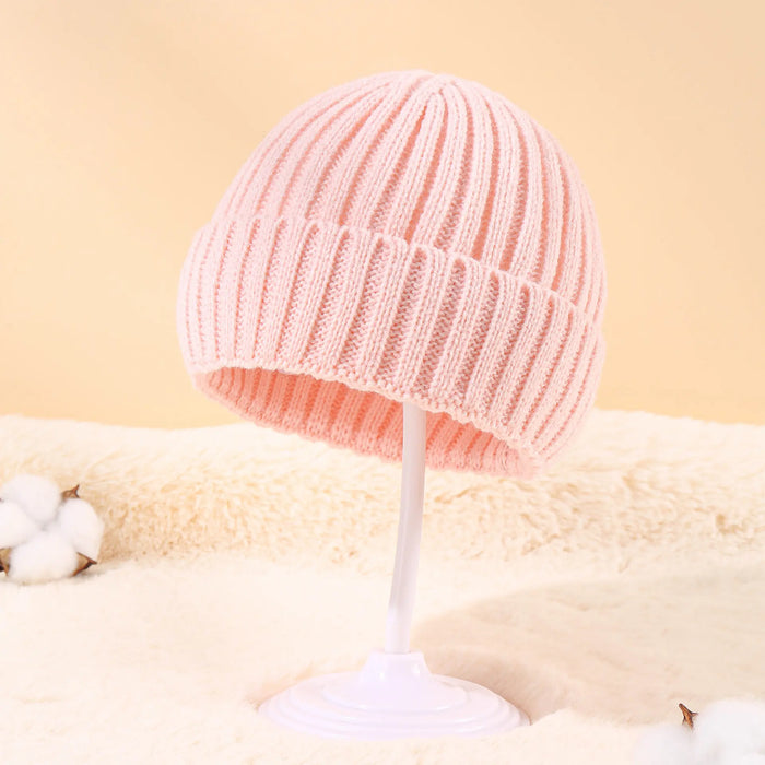 Cozy Solid Color Thick Striped Family Woolen Hats for Parents and Kids