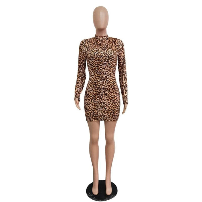 Stylish Autumn Leopard Print Bodycon Mini Dress for Trendy Looks