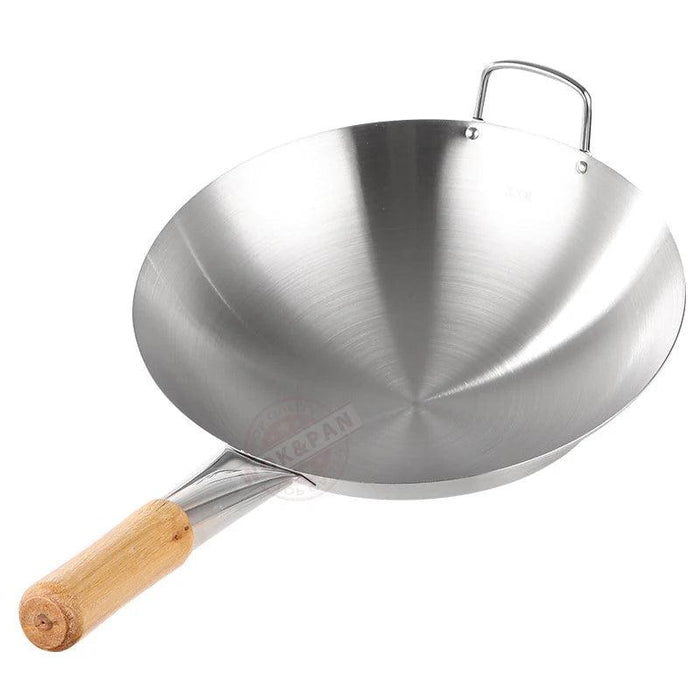 Versatile Stainless Steel Wok with Cool-Touch Handle for Outdoor Cooking