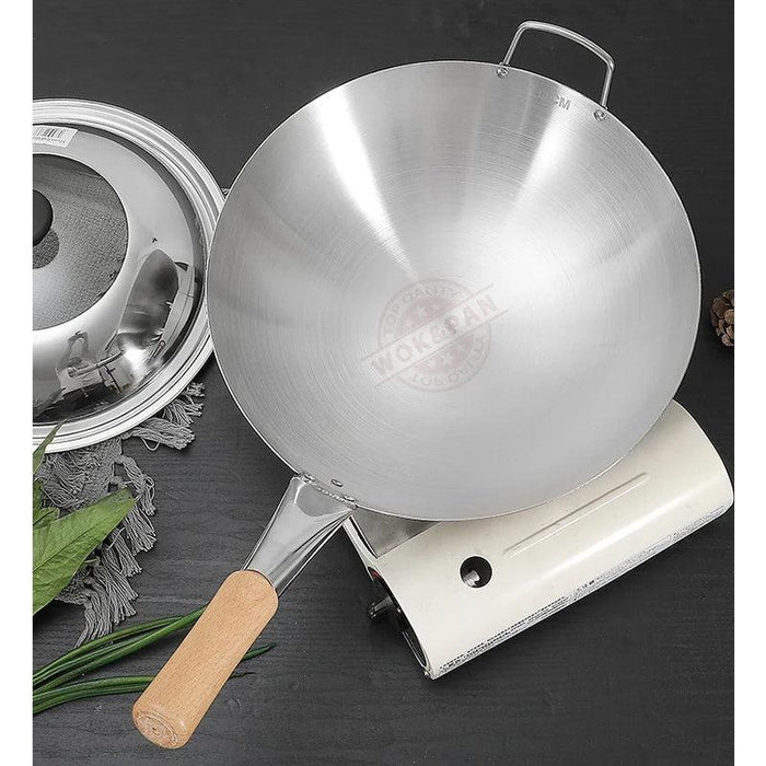 Versatile Stainless Steel Wok with Cool-Touch Handle for Outdoor Cooking