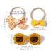 3Pcs/Set Newborn Print Bowknot Headbands and Cute Round Sunglasses