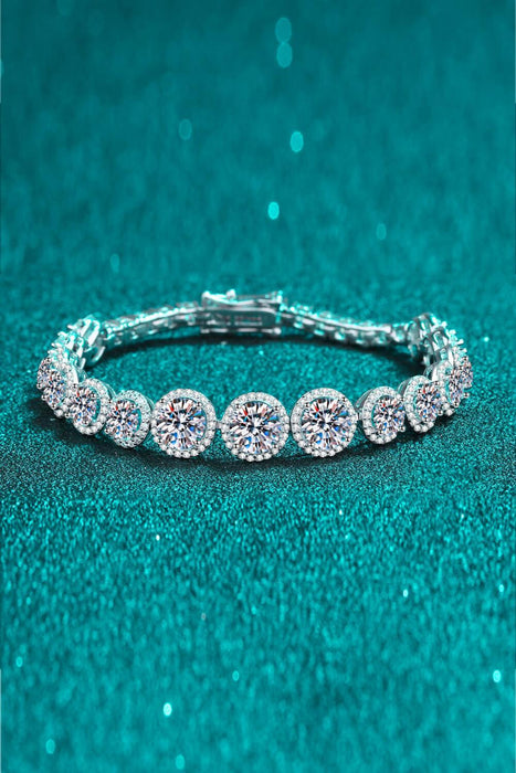 Elegant Moissanite and Zircon Silver Bracelet