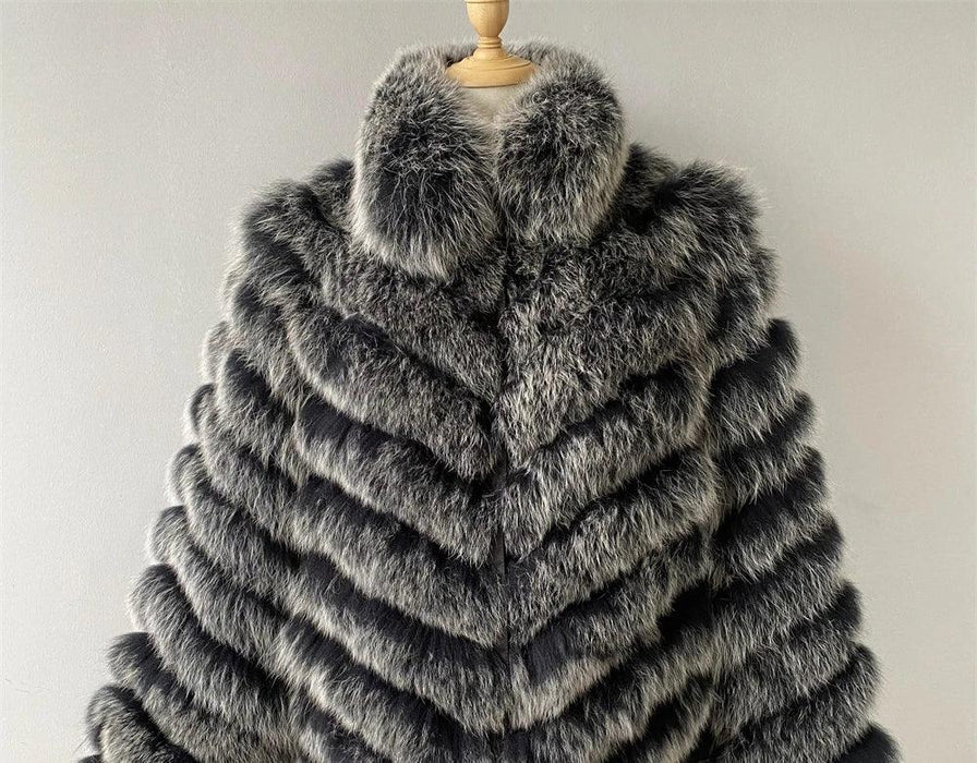 Luxe Reversible Fox Fur Cardigan with Silk Silk Lining