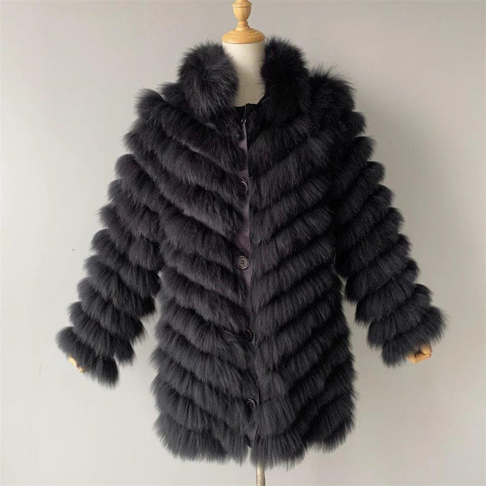 Luxe Reversible Fox Fur Cardigan with Silk Silk Lining