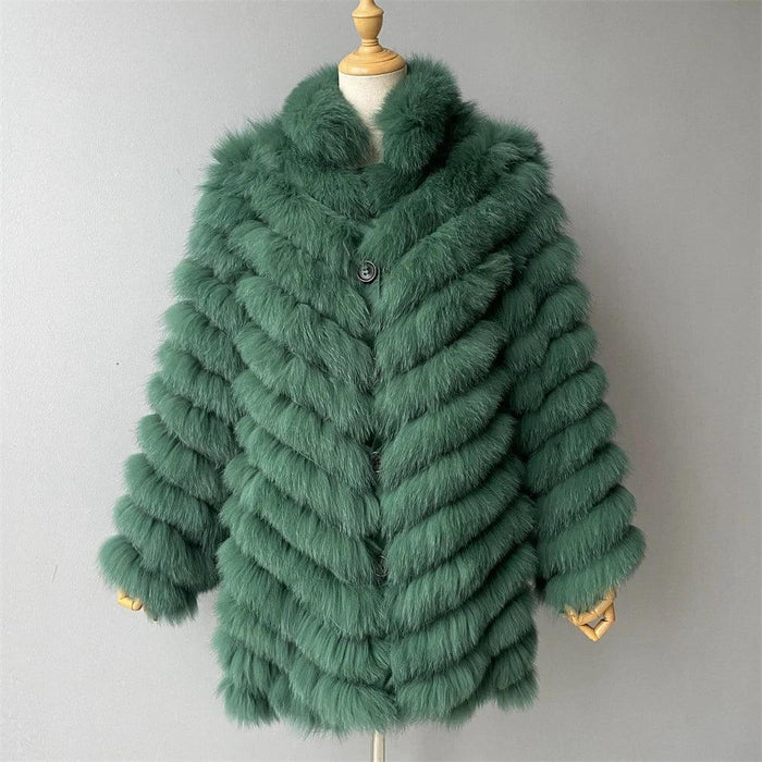 Luxe Reversible Fox Fur Cardigan with Silk Silk Lining