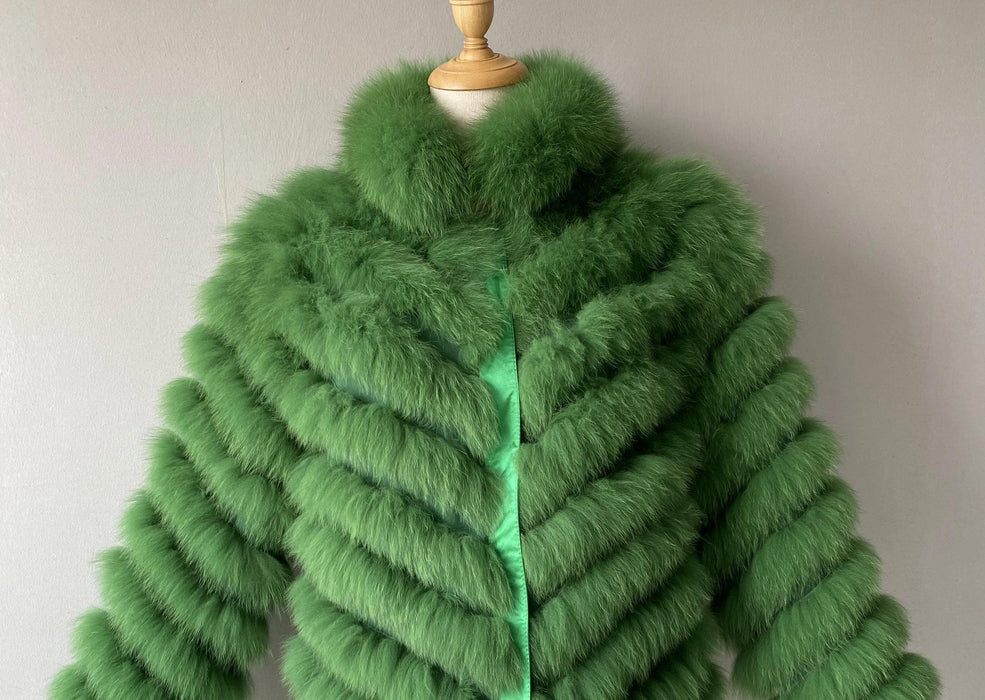 Luxe Reversible Fox Fur Cardigan with Silk Silk Lining