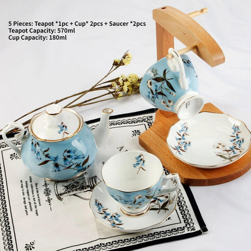 Royal Elegance Gold Trimmed Bone China Tea and Coffee Ensemble - Luxurious Afternoon Delight Set