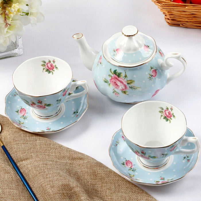 Royal Elegance Gold Trimmed Bone China Tea and Coffee Ensemble - Luxurious Afternoon Delight Set