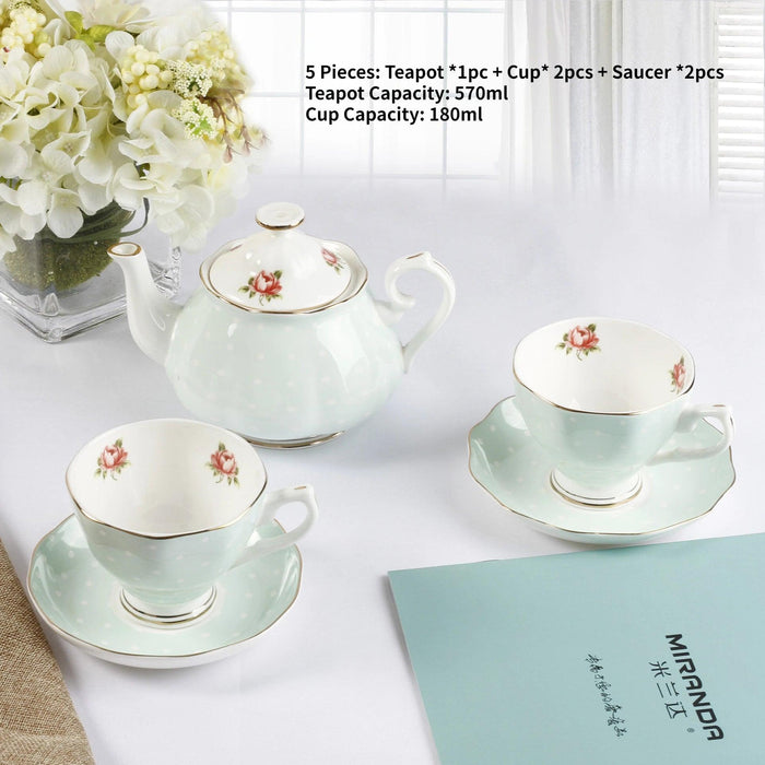 European Royal Gold-Trimmed Bone China Tea and Coffee Set - Opulent Afternoon Tea Collection