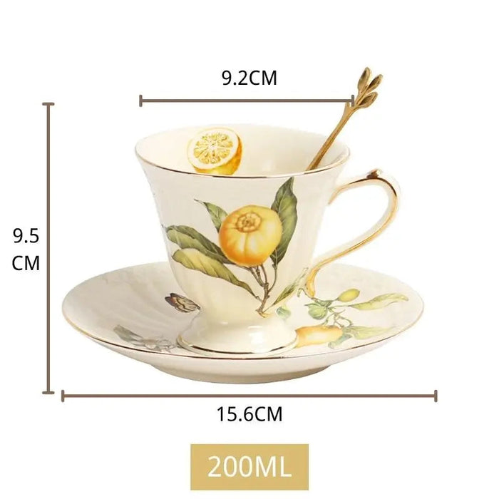 European Vintage Porcelain Tea and Coffee Set with Dessert Plate - Sophisticated European Tea and Coffee Collection