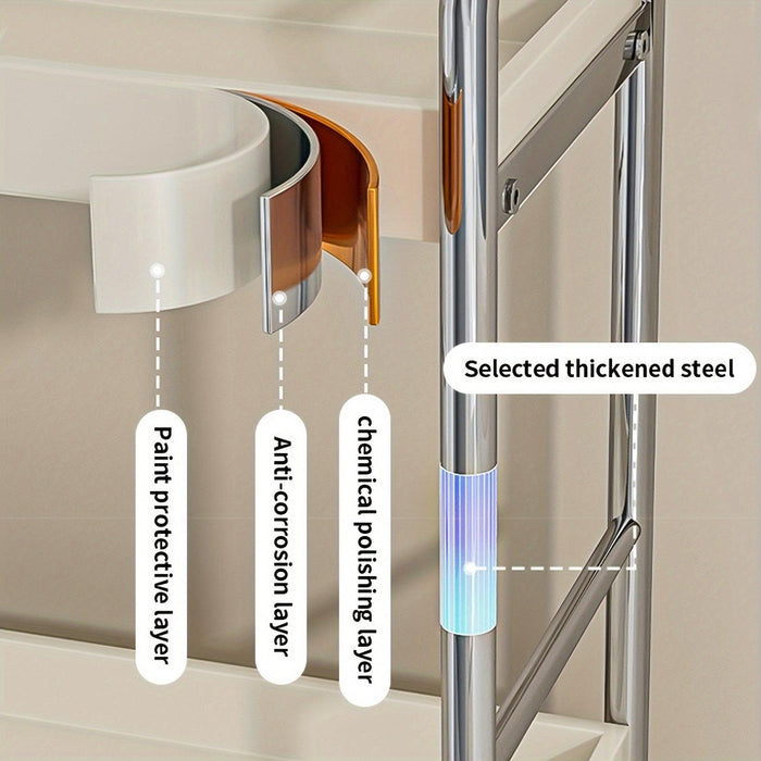Elegant Milk White Stainless Steel Spice Organizer with Drawers, Chopping Board, and Utensil Holder for Home and Commercial Kitchens