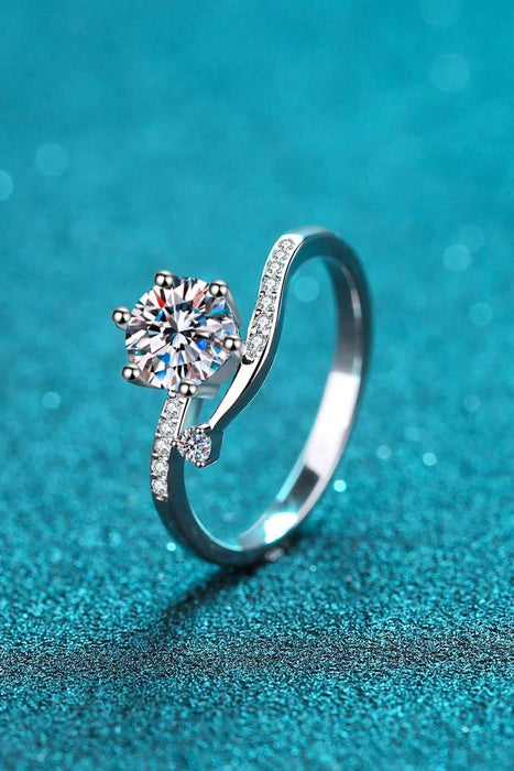 Chic Silver Ring Featuring Lab Grown Diamond and Sparkling Zircon Accents