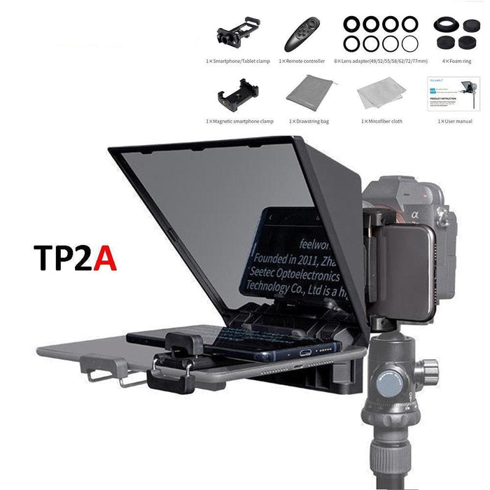 8-Inch Compact Smart Teleprompter System with Wireless Control and Lens Adapters