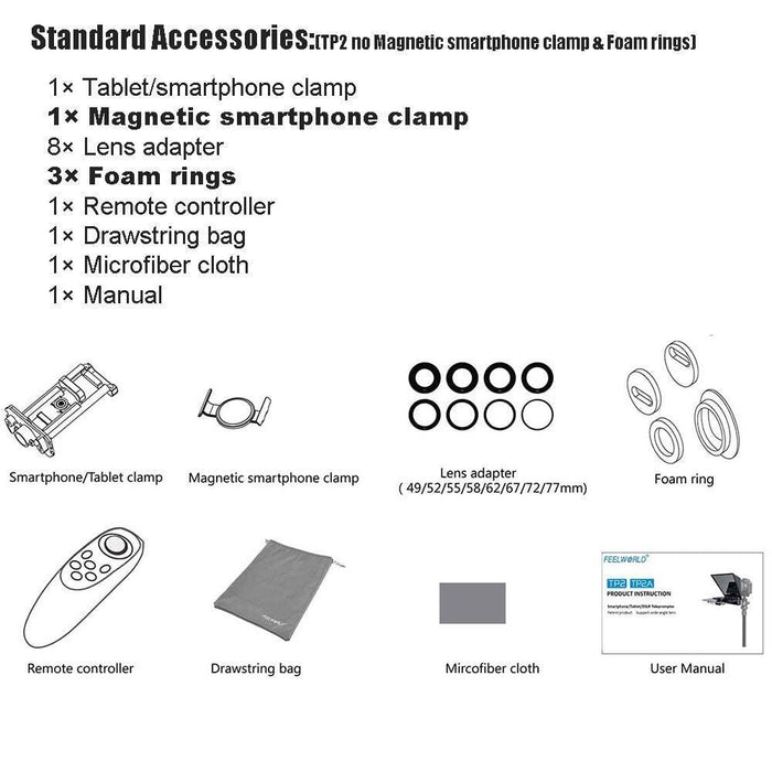 8-Inch Compact Smart Teleprompter System with Wireless Control and Lens Adapters