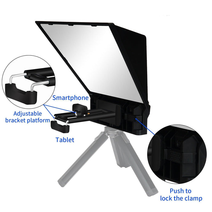 8-Inch Compact Smart Teleprompter System with Wireless Control and Lens Adapters