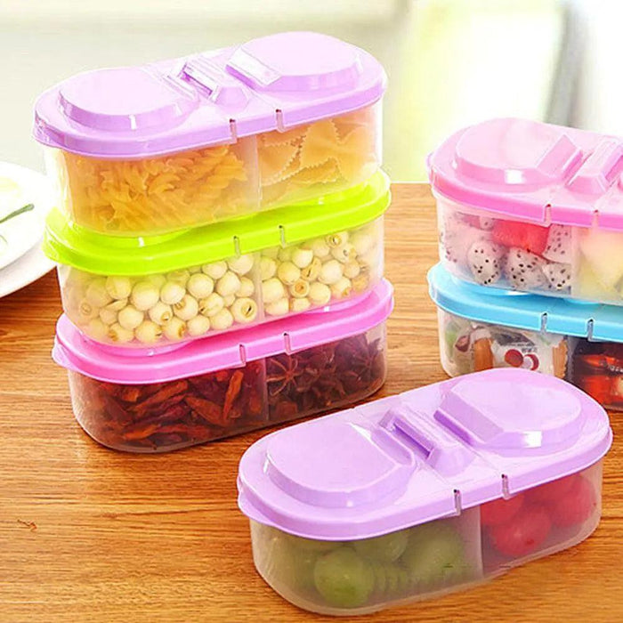 Fresh Dual Compartment Food Storage Box for Organized Kitchen Pantry