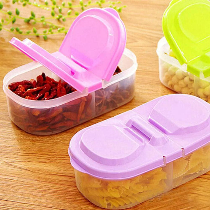 Fresh Dual Compartment Food Storage Box for Organized Kitchen Pantry