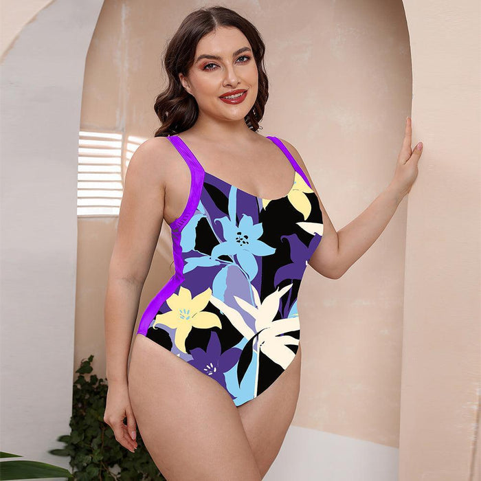 Tropical Paradise Round Neck One-Piece Swimsuit