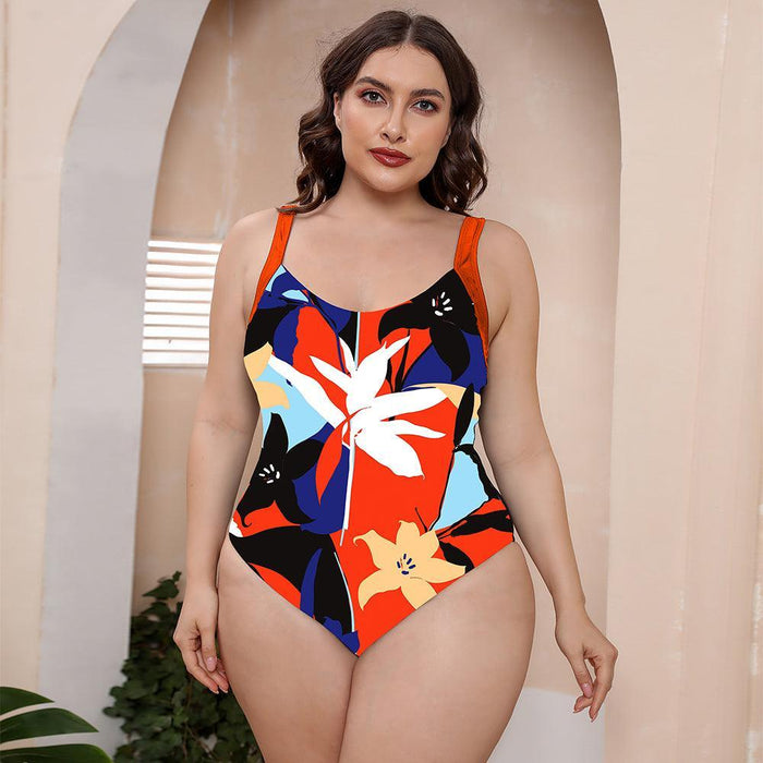 Tropical Paradise Round Neck One-Piece Swimsuit