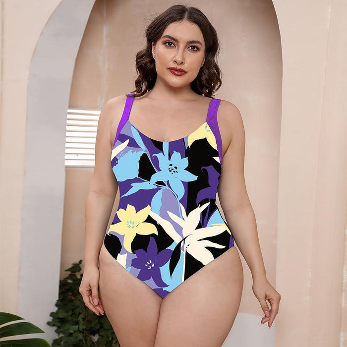 Tropical Paradise Round Neck One-Piece Swimsuit