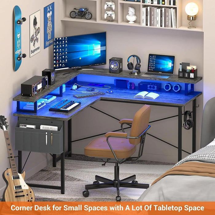 Revolutionary LED L-Shaped Gaming Desk with Innovative Storage Solutions