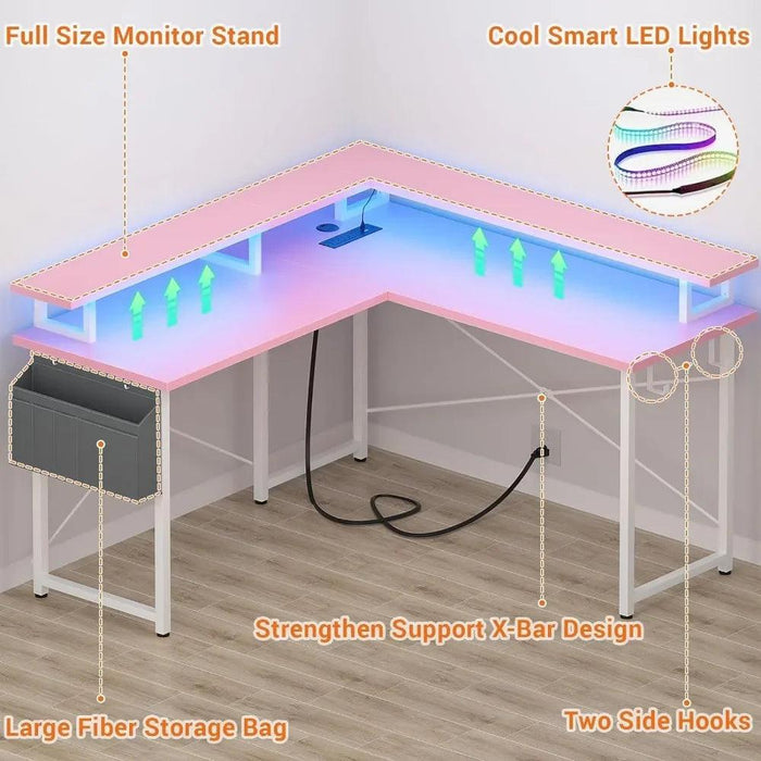 Revolutionary LED L-Shaped Gaming Desk with Innovative Storage Solutions