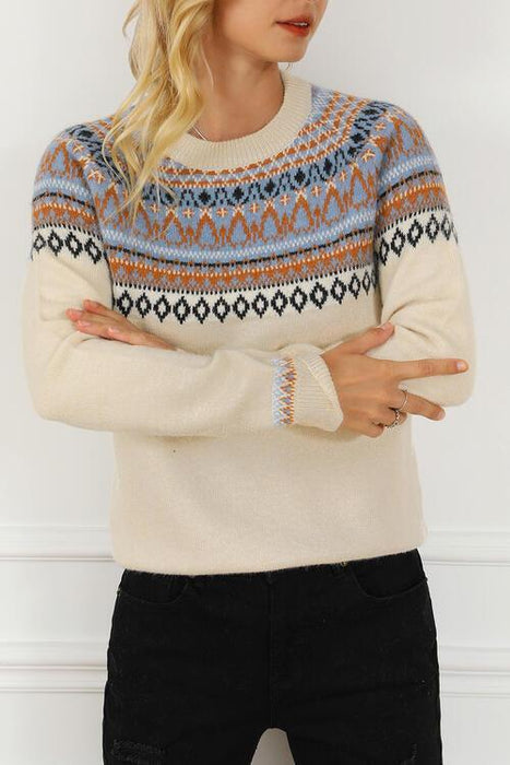 Chic and Cozy Geometric Knit Pullover for Effortless Style