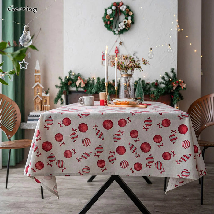 Christmas Village Festive Tablecloth Set - Colorful Holiday Home Decor Cover